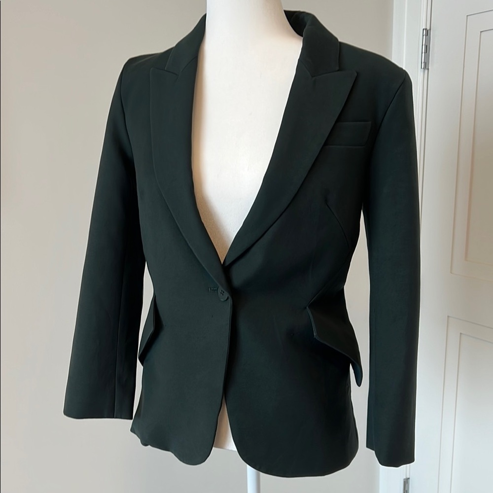 White House Black Market Dark Green Single-Button Blazer